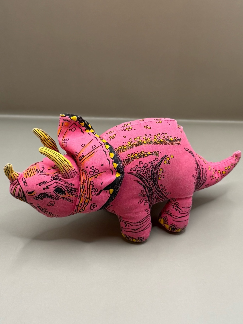 Vintage Applause Neon Hot Pink Dinosaur Plush Stuffed Animal